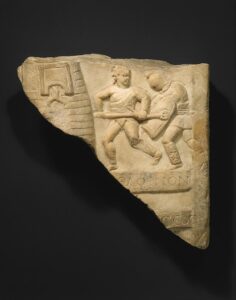 Marble relief gladiators